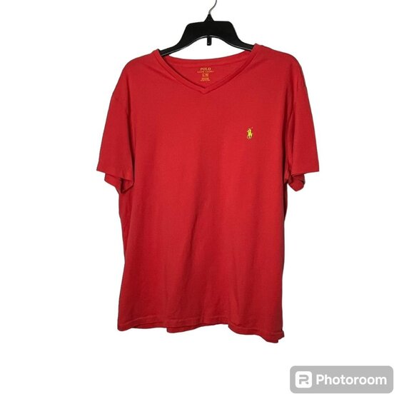 Polo Ralph Lauren Melon Color‎ V neck short sleeve shirt size large - Picture 1 of 5